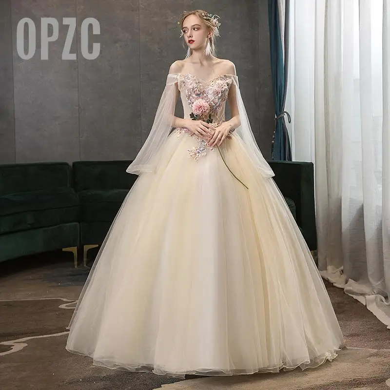 Quinceanera платье с цветочной аппликацией и жемчужинами вечерние платья вырезом