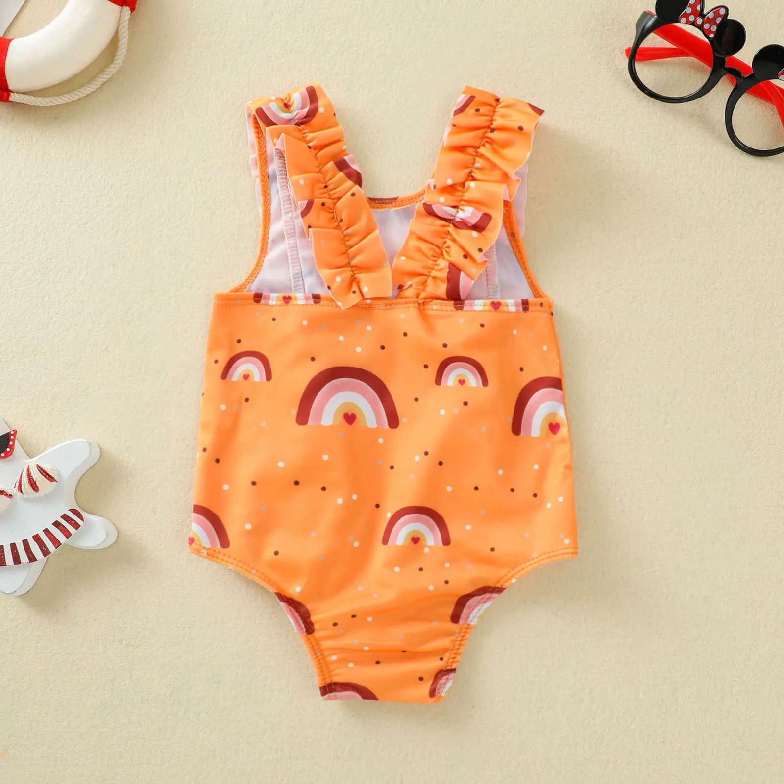 0 3Y Baby Girls Swimwear 2021 Summer Toddler Swimsuit Sleeveless Ruffle Children Bikini Kids