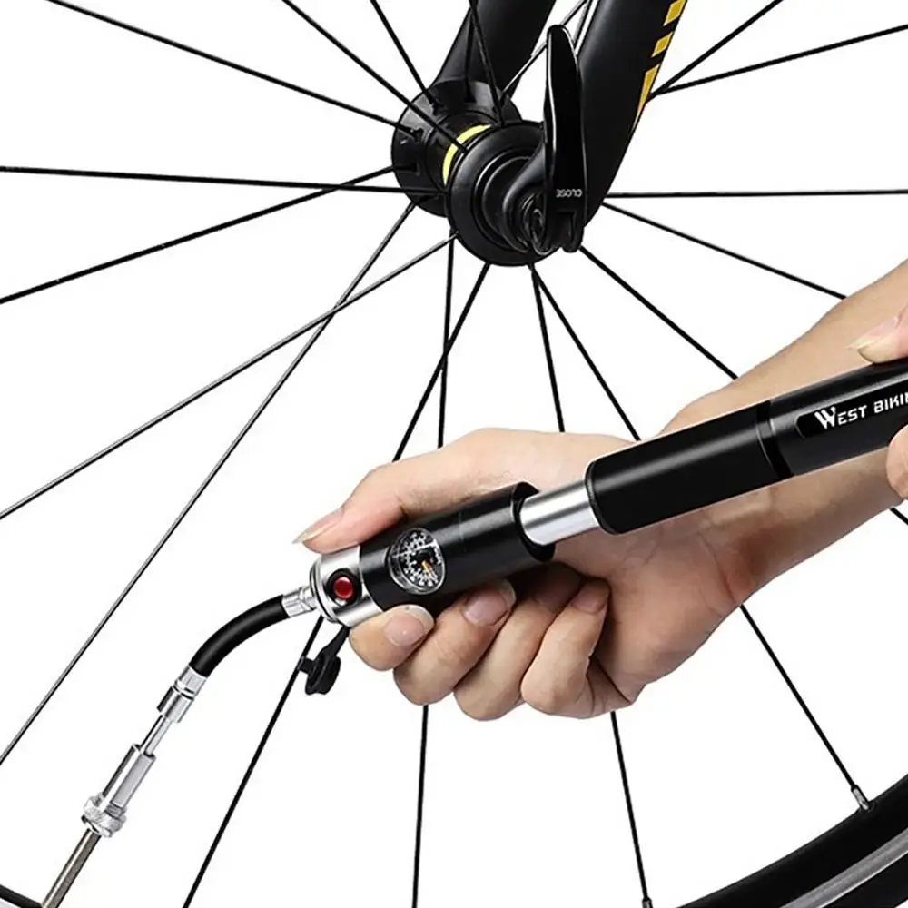 Ручной насос для велосипеда с манометром 160PSI Schrader/Presta клапана портативный