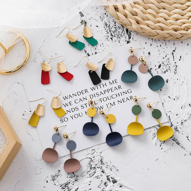 Simple Geometric Curved Elliptical Square Earrings Color Fashion Retro Metal For Women Alloy Jewelry Accessories Brincos 2019 | Украшения и