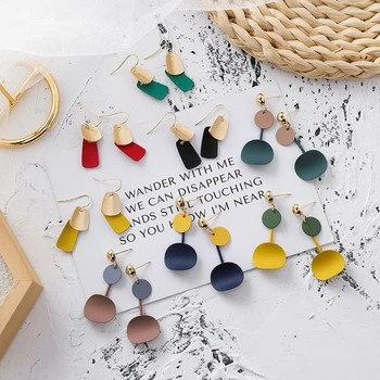 

Simple Geometric Curved Elliptical Square Earrings Color Fashion Retro Metal For Women Alloy Jewelry Accessories Brincos 2019