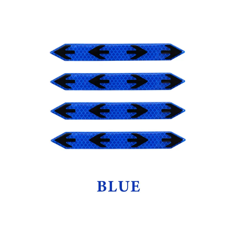 4Pcs/set Car Door Handle Reflective Strips Arrow Pattern Reflector Decals Stickers Anti-Collision Strip Warning Safe Car Styling - Цвет: Синий