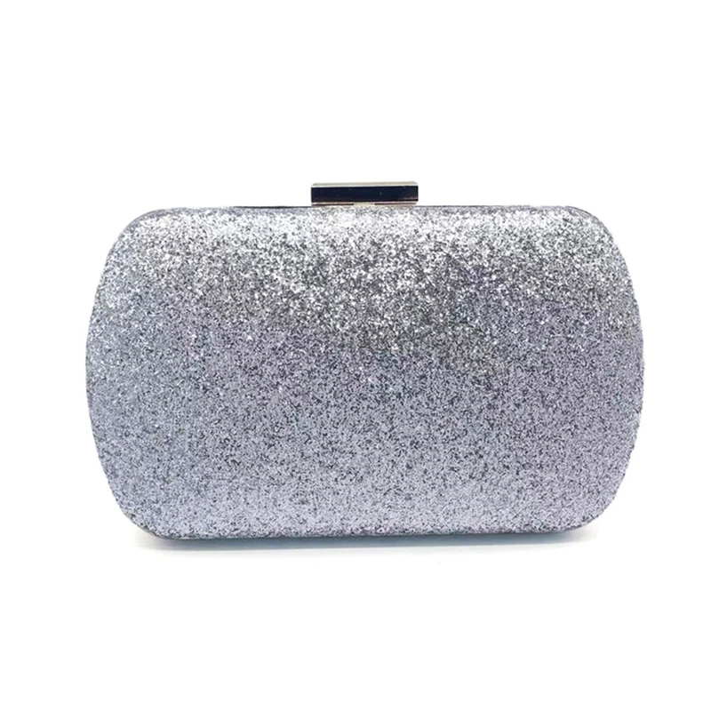 Luxy Moon Silver Sequin Clutch Bag Front View