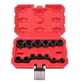 

13Pcs Multifunction Damaged Nut Bolt Remover Stud Extractor Guide Broken Screw Socket Set Hand Tools Kit with Box