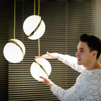 

Modern Lamp Northern Europe Bar Counter Restaurant Lamp Round Ball Hallway Balcony Display Window Exhibition Room A Chandelier