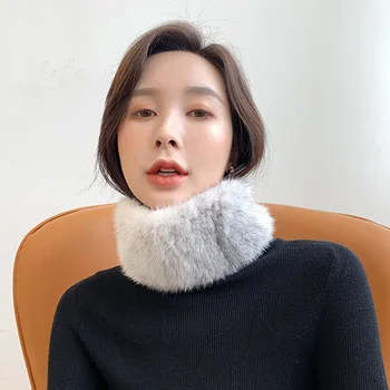 

Real Mink Fur Knitted Scarf Women Winter Fur Headband Neck Ring Elastic Muffler S7707