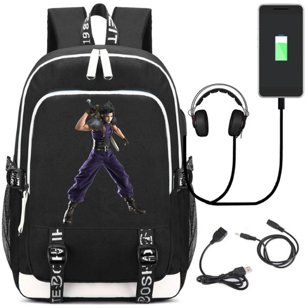 Style 2 Final Fantasy VII USB рюкзак, сумки для ноутбука, школьные сумки для студентов, сумка для книг, игра FF7, подростковые сумки на плечо для путешествий, подарок - Цвет: Style 2