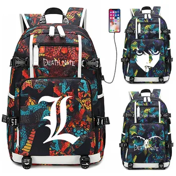 

Anime Death Note Backpack USB Port Rucksack Bag Snake Pattern Student Teenagers School Bag travel Laptop Bag