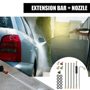 

M22 14mm Pressure Washer Extension Lance Gutter Cleaner Attachment Nozzles Set Car Window Washing Accessories