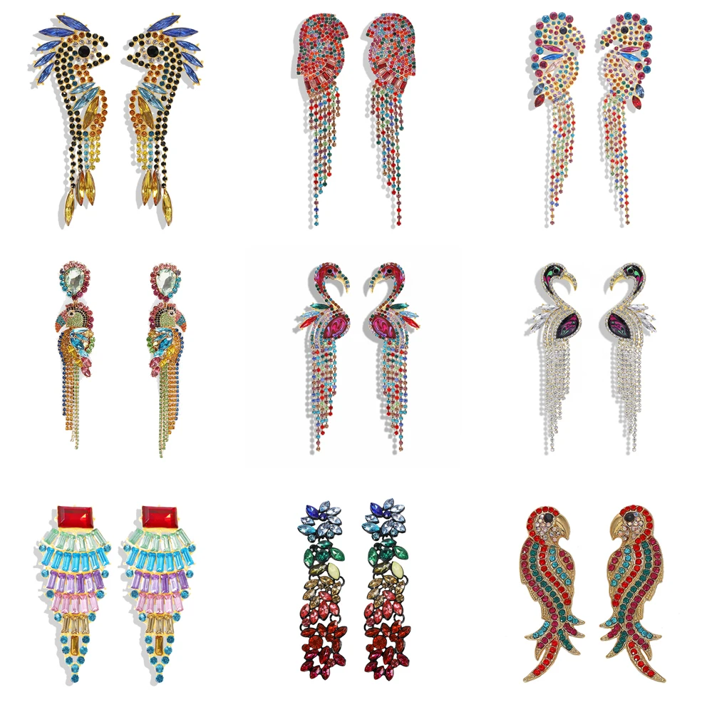 

Miwens Colorful Crystal Tassel Earrings For Women Fashion Long Fringed Birds Drop Earrings Maxi Animal Statement Earring Jewelry