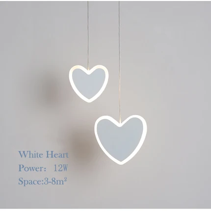 White heart shape Люстра креативная Милая в форме сердца Сетка Красный магазин прикроватная детская лампа Ресторан Бар одна голова маленькая люстра - Цвет корпуса: White heart shape