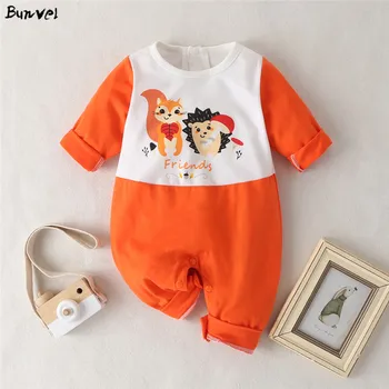 

bunvel Newborn Baby Girls Boys Rompers Jumpsuit Patchwork Cartoon Printed Newborn Kids Baby Girls Long Sleeve Outfits Clothes