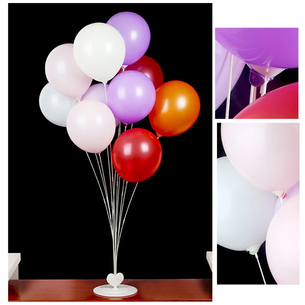  New 11 Tubes Balloons Holder Column Stand Clear Plastic Balloon Stick Table Floating Display Stand 