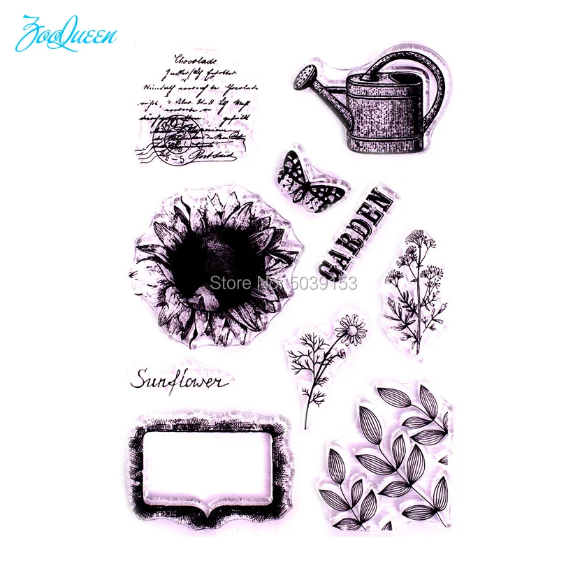 

Sunflower Kettle transparent clear stamp for DIY Scrapbooking/Card Making/Sewing Fabric Cloth/Stamp set stationery Supply Decor