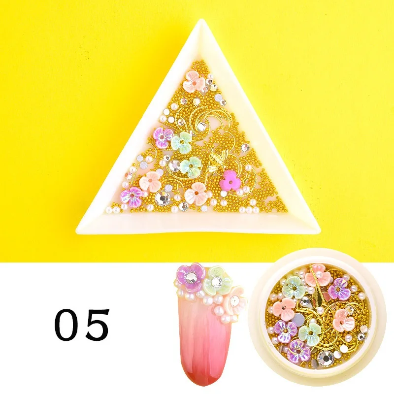 8 цветов, смешанные Стразы для ногтей в виде ракушки, 3D кристаллы для ногтей, камни, драгоценные камни, жемчужные ювелирные изделия, амулеты, сделай сам, украшения для ногтей, маникюр - Цвет: 5