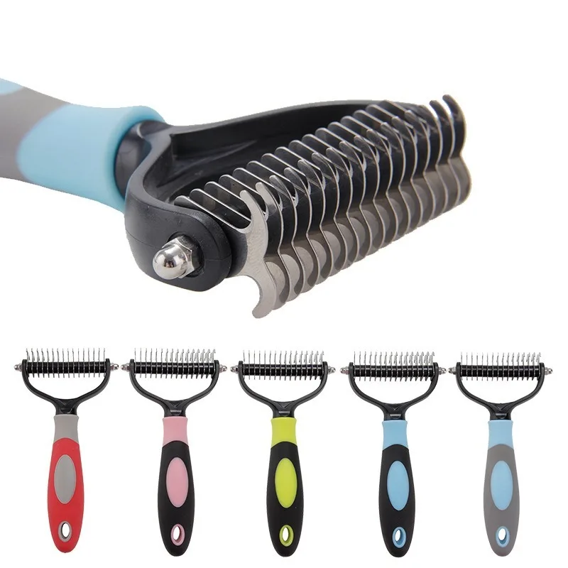 Pet Hair Removal Comb for Dog Cat Detangler Fur Trimming Dematting Deshedding Deshedding