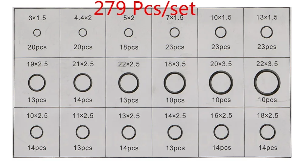 279 шт NBR резиновое уплотнительное кольцо, ассортимент, набор, сад, разные размеры, защита от утечки воды, шайба прокладки, пластиковая коробка, посылка