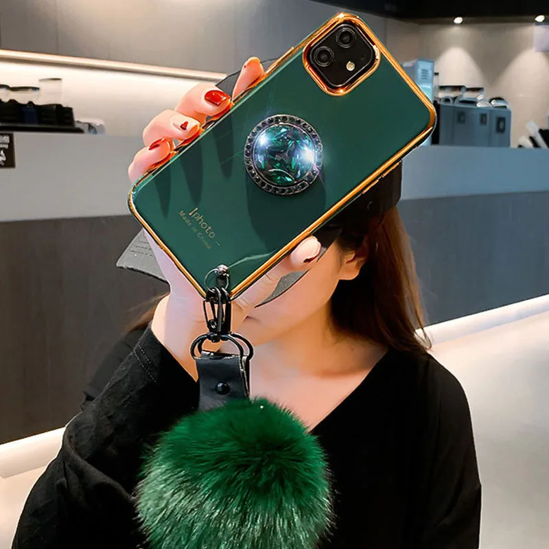 Роскошный модный чехол для телефона для iphone 11 Лот pro max x xr xs max 8 7 6 6s plus чехол с ремешком и кронштейном для женщин и девушек