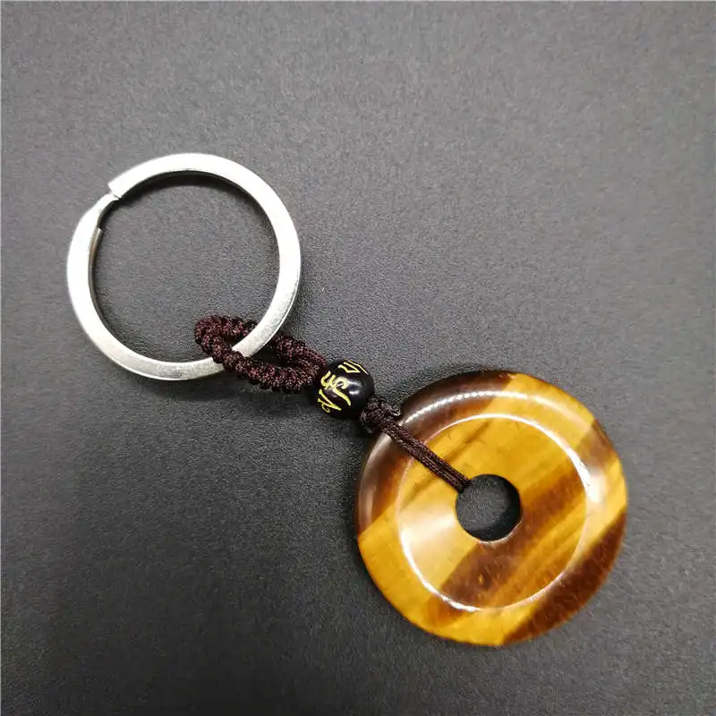

Tiger Eye Stone Pendants Ping Buckle Charms For Lovers KeyChain Good Fortune Amulet Lucky KeyChain Man Amulet charms