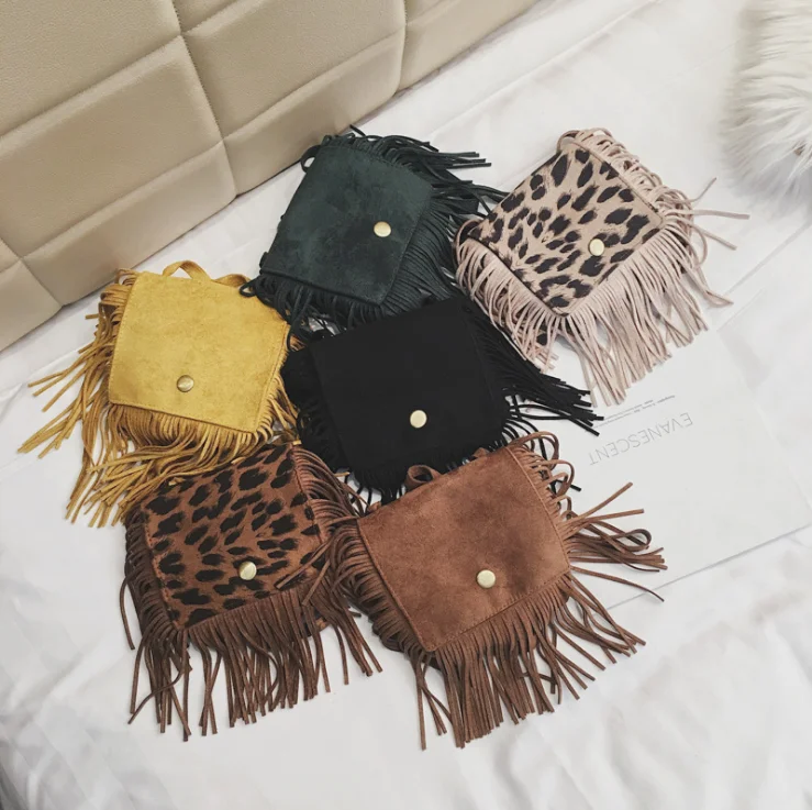 Children Leopard Tassel Crossbody Bags Mini Shoulder Bag Trendy Girls Baby Coin Purse |