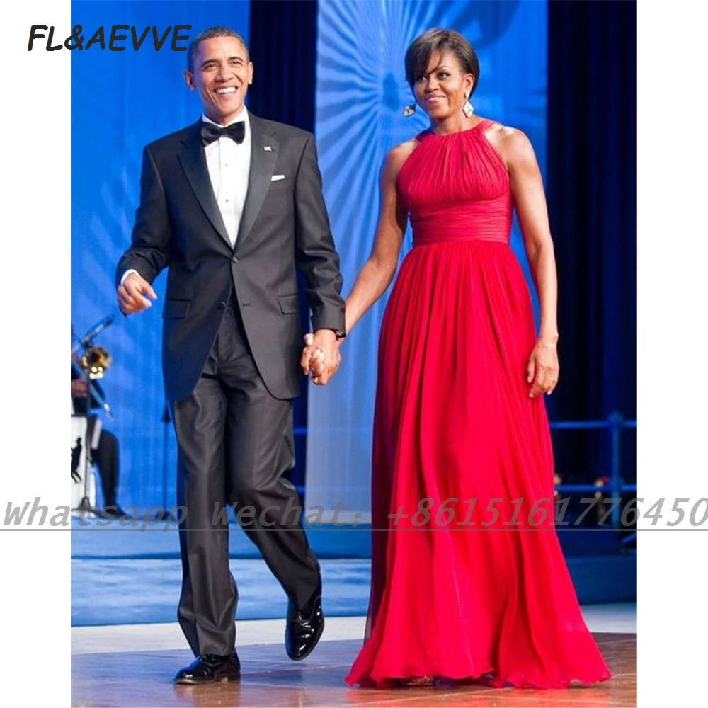 

Red Evening Dress A Line Halter South African Sleeveless Floor Length Black Girls Evening Party Gowns