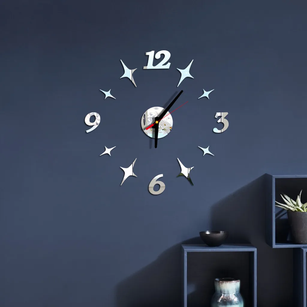 

New DIY Clock Watch Wall Clocks 3D Modern Mirror Surface Sticker Home Office Decor Clock Creative Art Decal Quartz