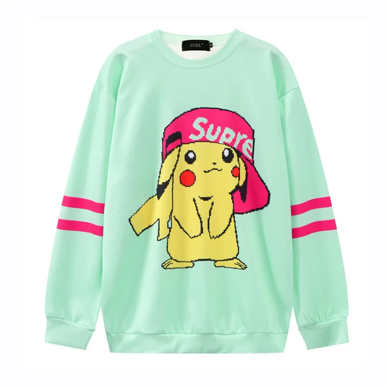 WY1886 Green Hiawatha новые осенние хлопковые Свободные толстовки для женщин Harajuku Мультфильм Печатный свитер 7 цветов WY1886 - Цвет: WY1886 Green