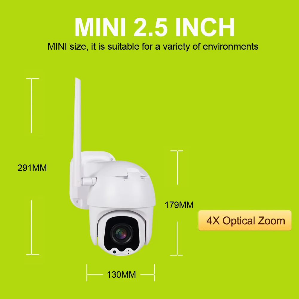 Мини ip-камера WiFi HD 2MP 1080P Беспроводная PTZ скоростная купольная 4X оптический зум CCTV двухстороннее аудио TF слот для карты безопасности наблюдения