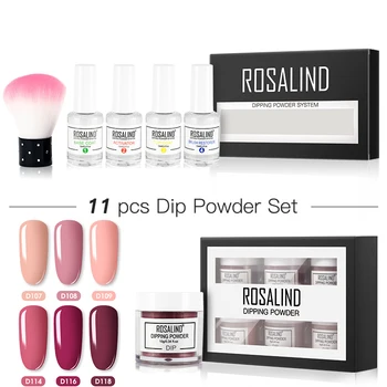 

ROSALIND Nails Holographic Glitter Dip Powder Set For Nail Art Decorations All For Manicure Natural Dry Without Lamp Cure