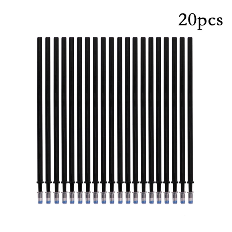 20 pcs black 20 шт./партия Волшебная стираемая ручка для заправки стержня 0,5 мм офисная гелевая ручка моющаяся ручка синяя черная красная чернильная ручка школьные канцелярские принадлежности - Цвет: 20 pcs black