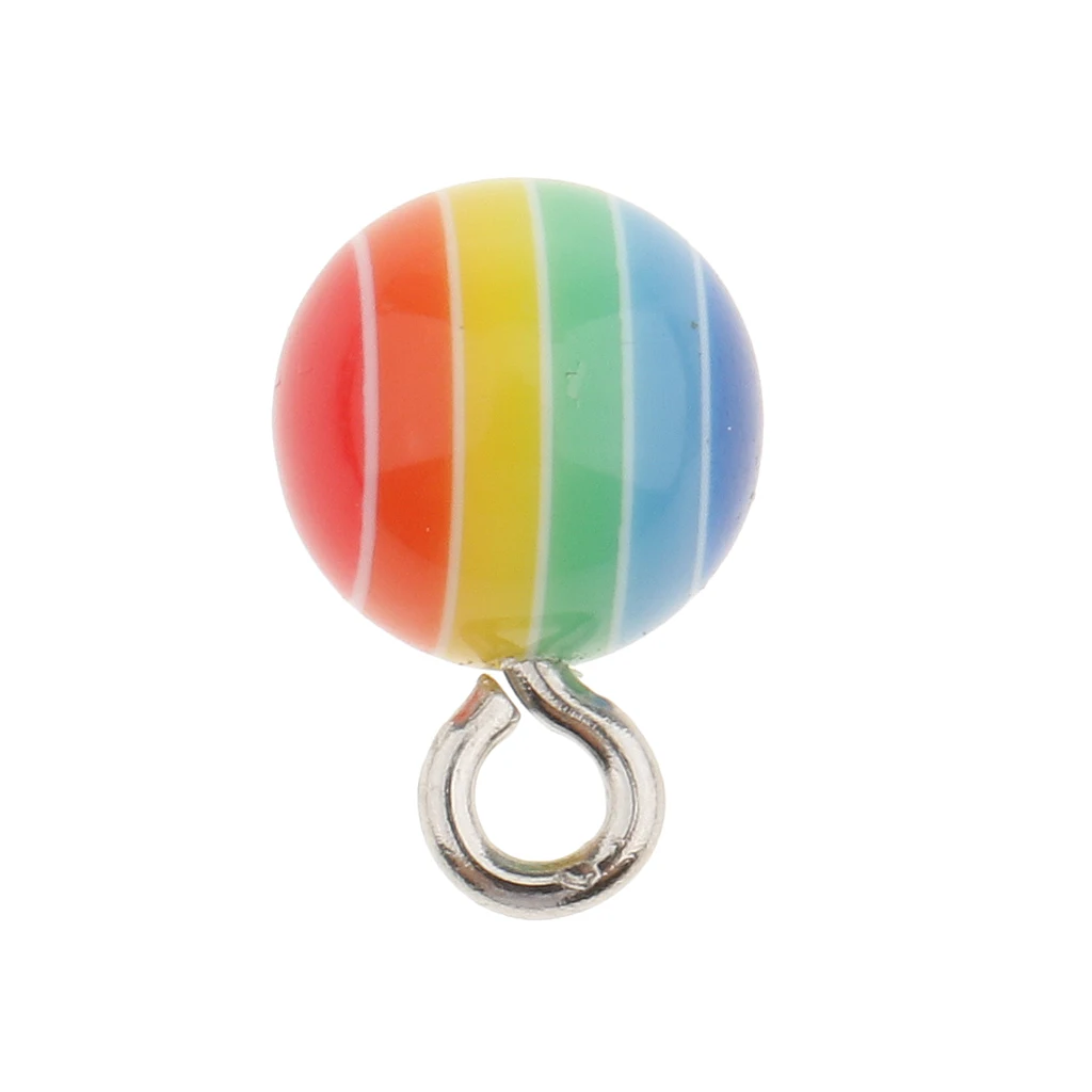40 Pieces Round Striped Rainbow Resin Charms Pendants for necklaces bracelets earrings Jewelry Making Craft 7mm