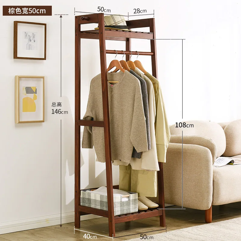 Напольная вешалка для одежды пальто простая деревянная вещей подвесная в