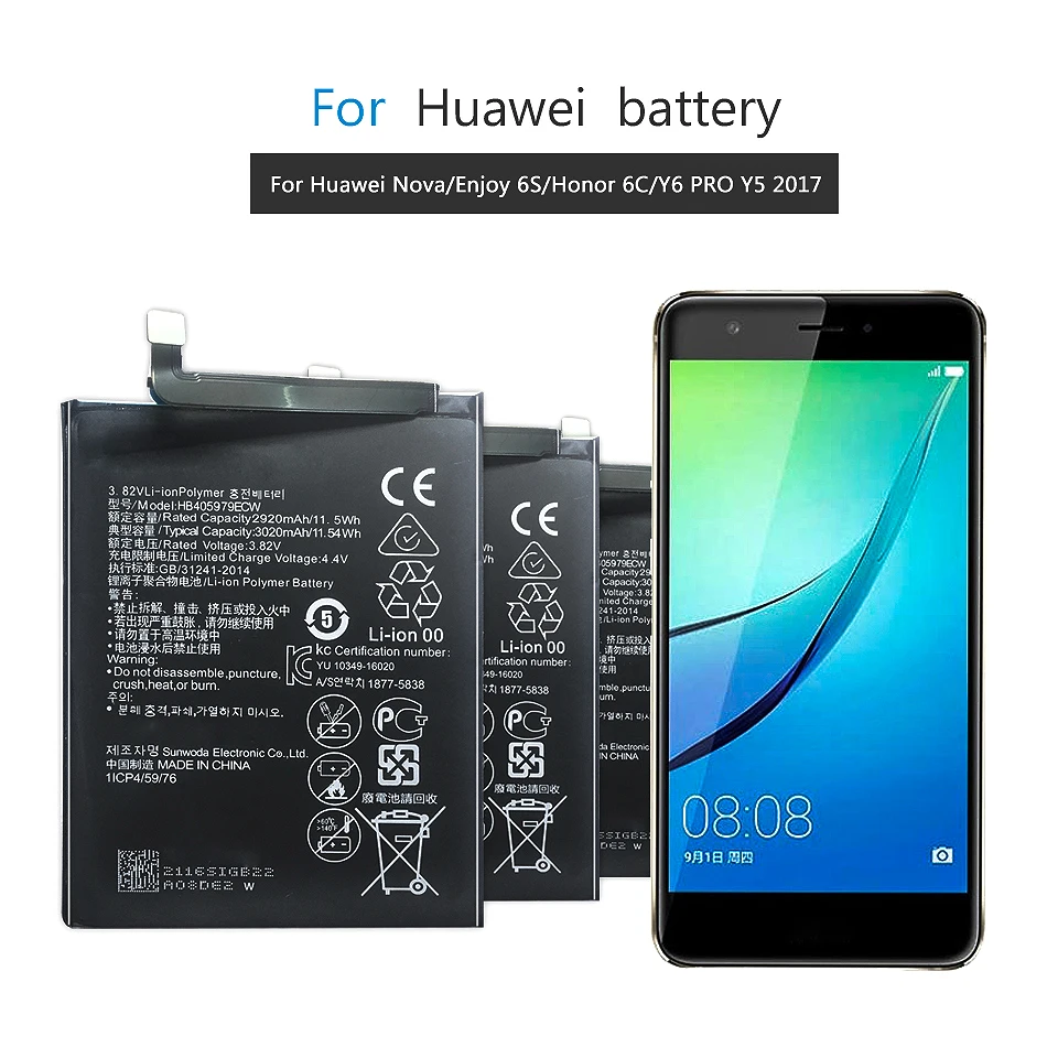 HB405979ECW Battery For Huawei Nova Honor 6A 7A pro 7S 8A DUA-L22 DUA L22 DUA-LX2 Smart DIG-L01 DIG-L21 DIG-L21HN+Tools | Мобильные