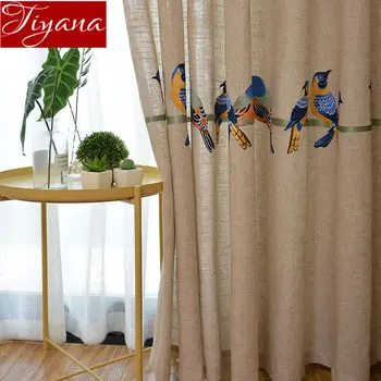 

Cute Colorful Birds Curtain White Sheer Panel Window Bedroom Voile Curtain Drape Customized Blinds Home Textile T&432#30