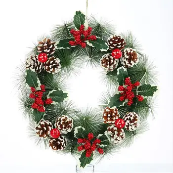 

Christmas Wreath Pine Cones Pine Needle Red Ball Garland For Christmas Thanksgiving Decoration Fine Craftmanship Quick Delivery