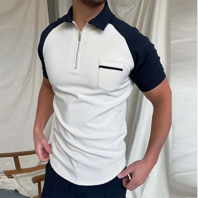 High Quality Brand Men's Polo Shirt Lapel Zipper Design Luxury Boss Casual Shirt Male Short Sleeve Top Polo Homme Eden Parck PLS-8 White