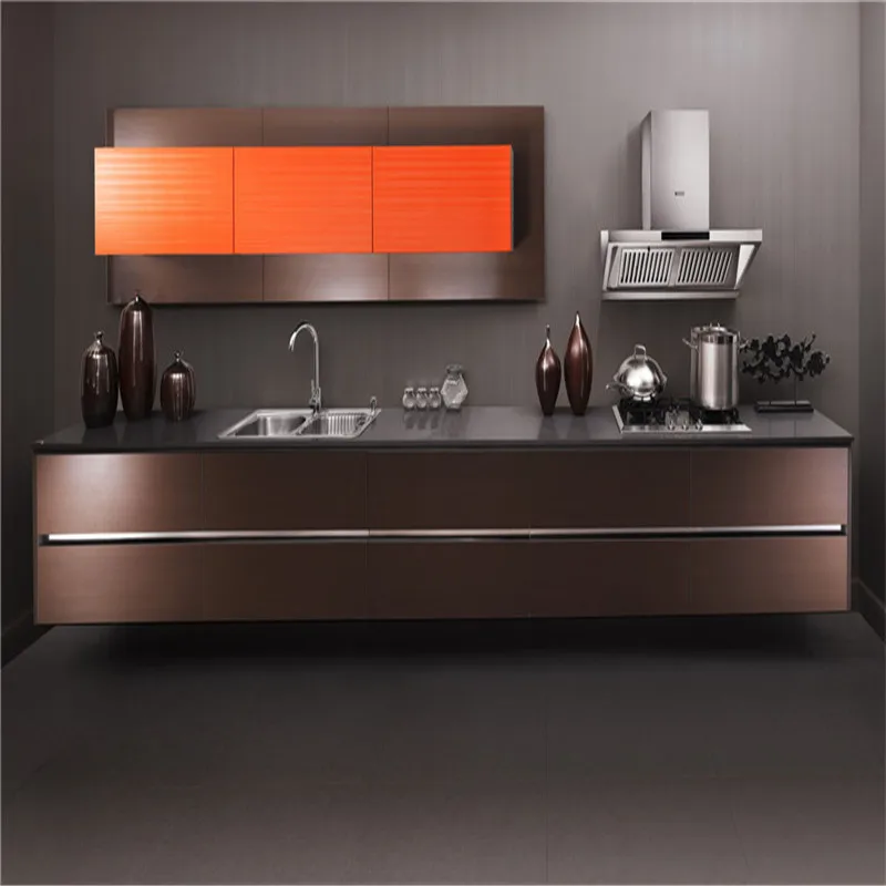 Современный глянцевый серый лак дизайн кухонного шкафа
