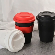 1PC New 400ml Reusable Heat Insulated Ceramic Travel Mugs Tea Coffee Travel Mug Cup with Non-slip Sleeve and Silicone Lid tanie tanio WHPHous CN (pochodzenie) Bezpośrednie picie z pokrywką