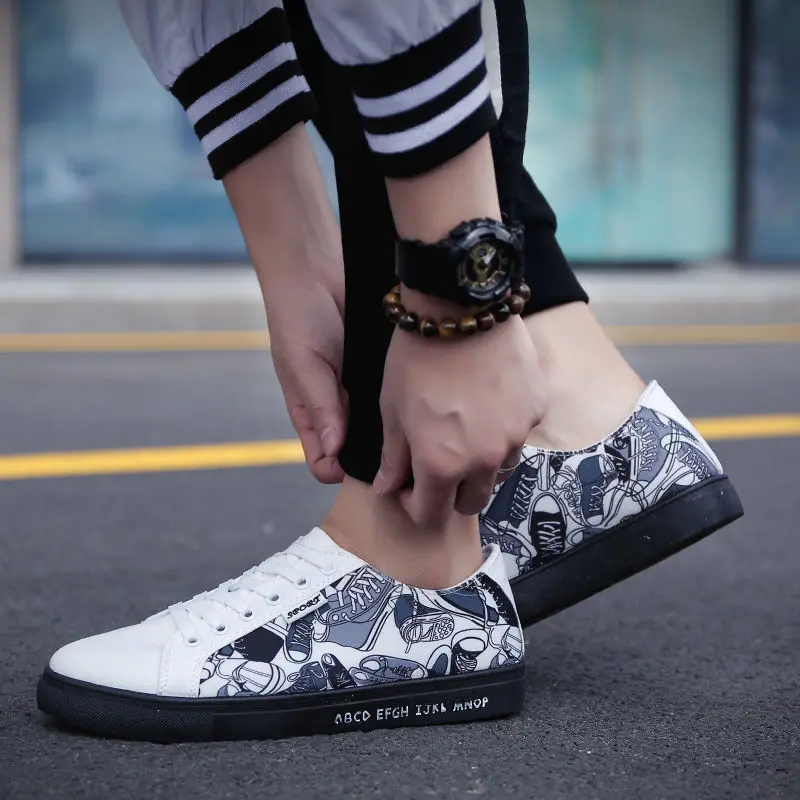 Парусиновые кроссовки Белая обувь Мужская удобная повседневная на плоской