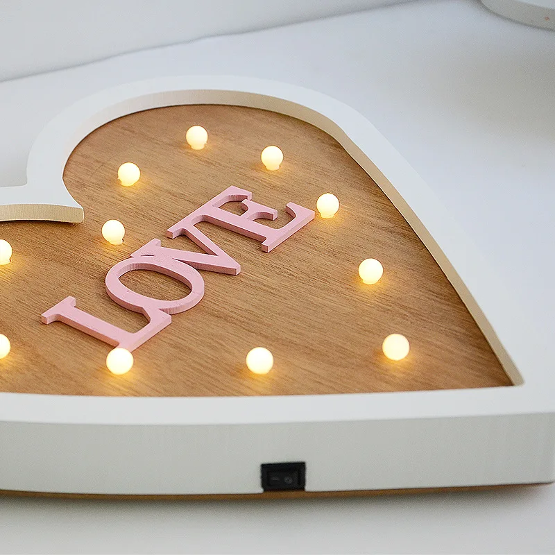 Lanpulux 3D Деревянный любовь светодиодный ночник в форме сердца любовь письмо девушка прикроватная лампа вечерние Настенная Декорация освещение приспособление