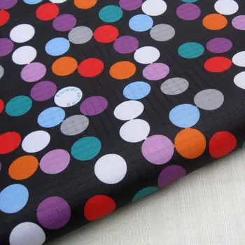 

1 yard Polyester/PVC coated Waterproof Fabric for bag, handmaking, Color Dots on Black Backghround (width=140cm)
