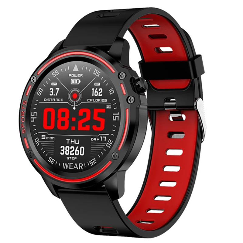 L8 Smart Watch Men Ip68 Waterproof Mode Smart Watch with Ecg Ppg Blood Pressure Heart Rate Sports Fitness Watches-Black Red