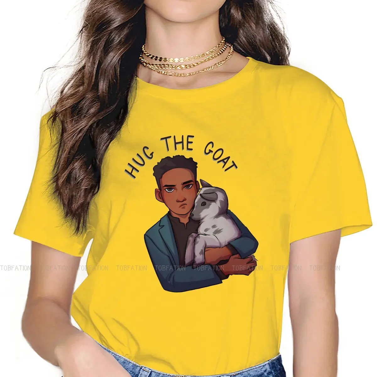 Magliette Shadow And Bone 100% Cotone Milo The Goat Print 4Xl 5Xl Girl T Shirt Abbigliamento Hipster