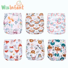 

6PCS WizInfant Big XL Pocket Diaper for 2 Years Baby and Older Suede Cloth Inner Stay-dry Adjustable Fits Waist 36-58cm Girls