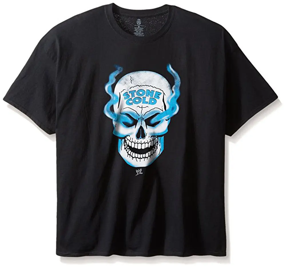 

Stone Cold Steve Austin Smoking Skull Black Wswe Mens T-shirt