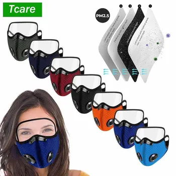 

Anti PM2.5 Dust Mask Windproof Mask Double Valve with Eyes Shield Cycling Sport Bicycle Bike Sports Reusable Face Mouth Mask