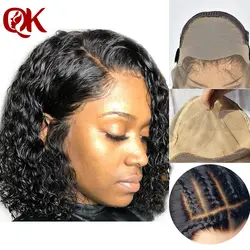 QueenKing волосы бразильские поддельные головы боб парик кудрявые кружевные передние человеческие волосы парики 250% плотность невидимые Remy