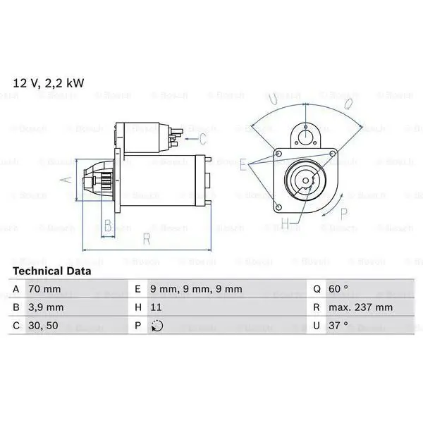 Starter for FIAT DOBLO 2.0D-1.7квт BOSCH 0 001 139-005 | Автомобили и мотоциклы