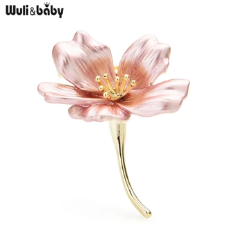 

Wuli&baby Enamel Flower Brooches For Women 3-color Weddings Banquet Office Brooch Pins Gifts