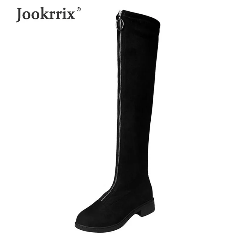 Jookrrix/; женские Сапоги выше колена из искусственной кожи; Брендовая обувь на платформе; женские модные удобные сапоги; Цвет Черный